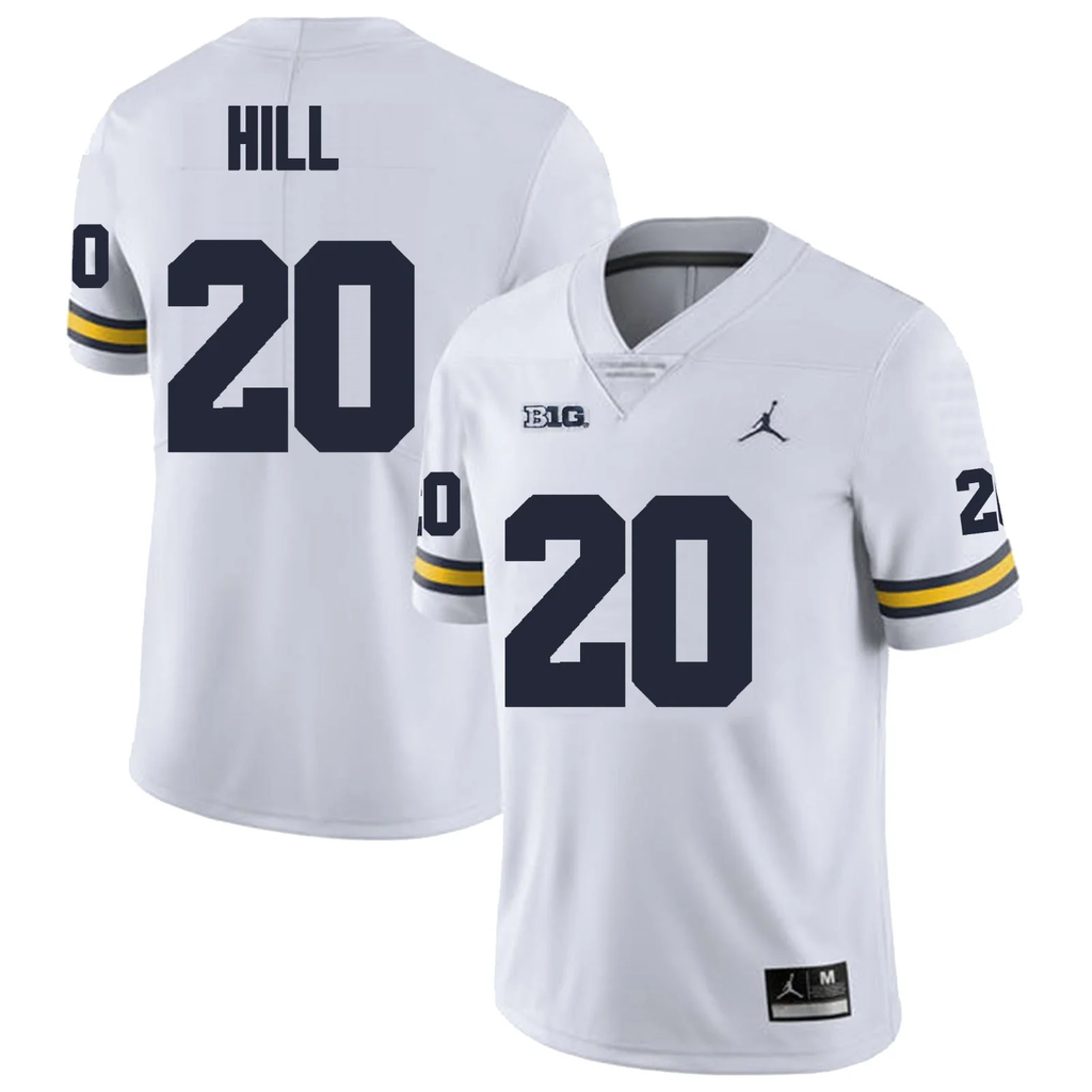 Men's #20 Jyaire Hill Michigan Wolverines College Football Jersey