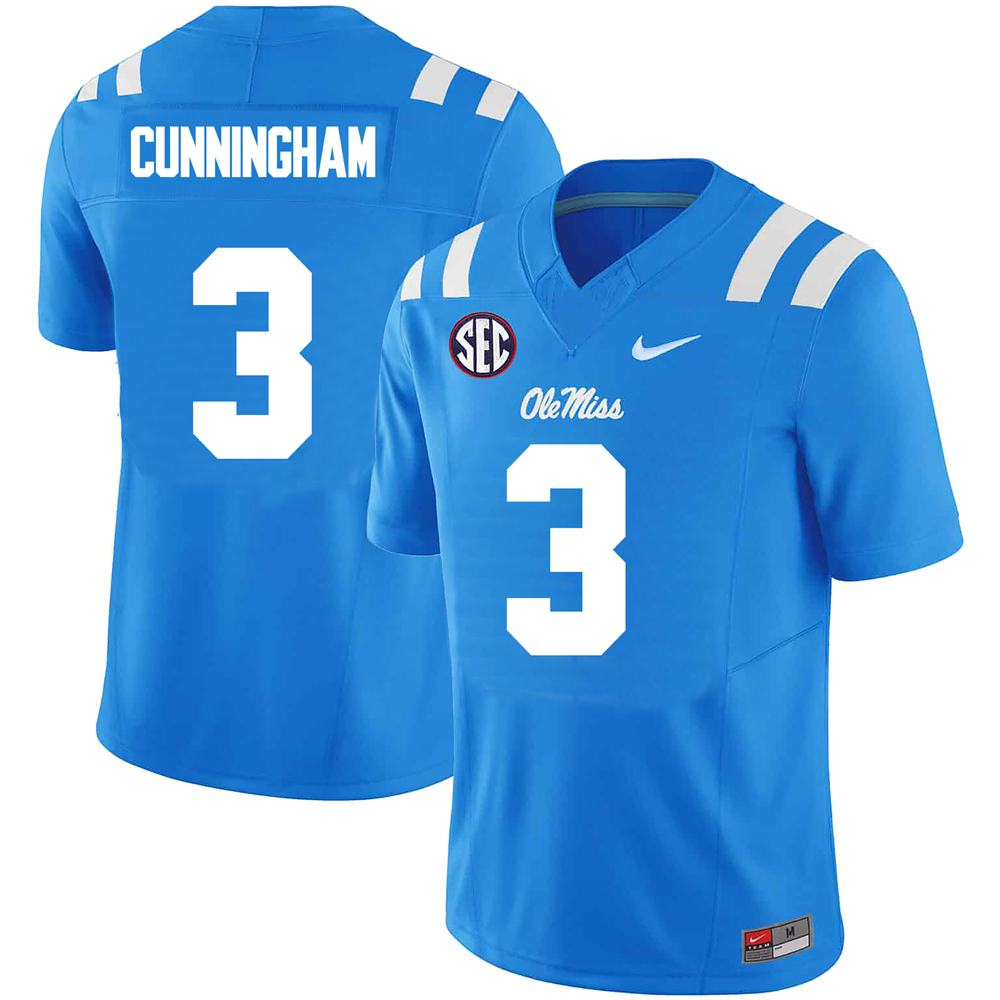 Men's #3 Caleb Cunningham Ole Miss Rebels College Football Jersey