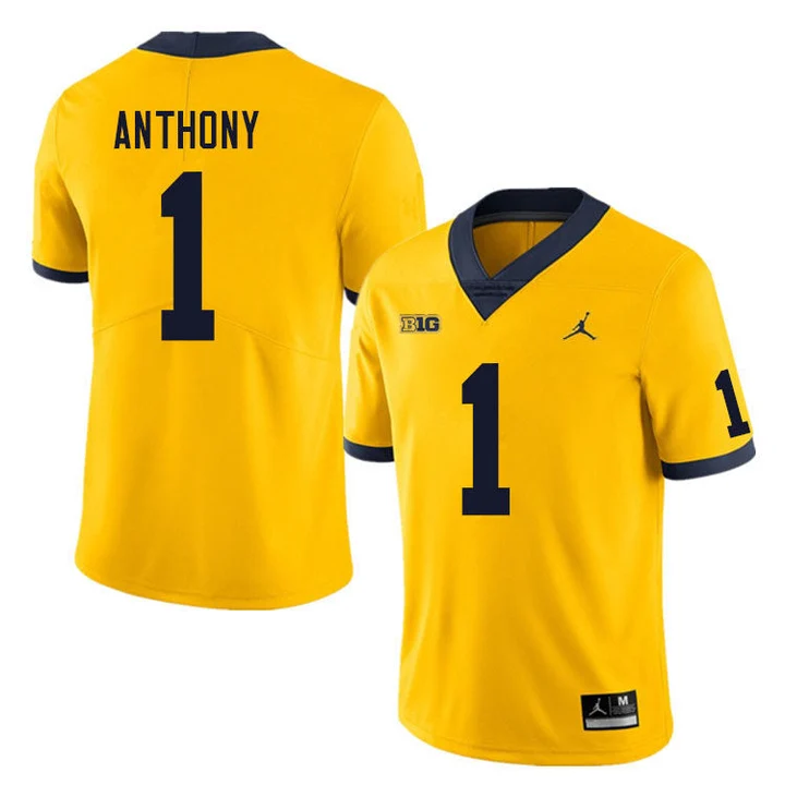 Men's #1 Andrel Anthony Michigan Wolverines College Football Jersey