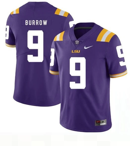 Men's #9 Joe Burrow LSU Tigers College Football Jersey
