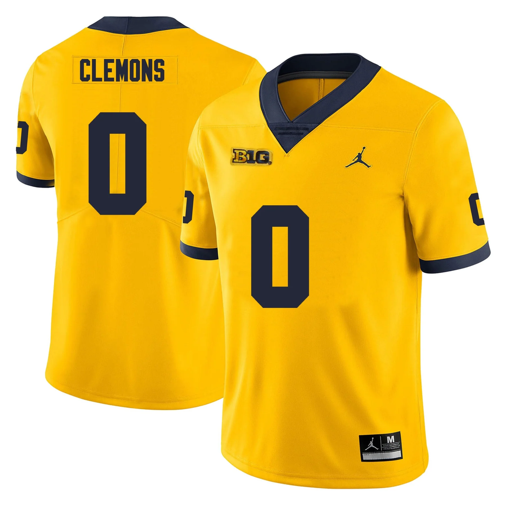 Men's #0 Darrius Clemons Michigan Wolverines College Football Jersey