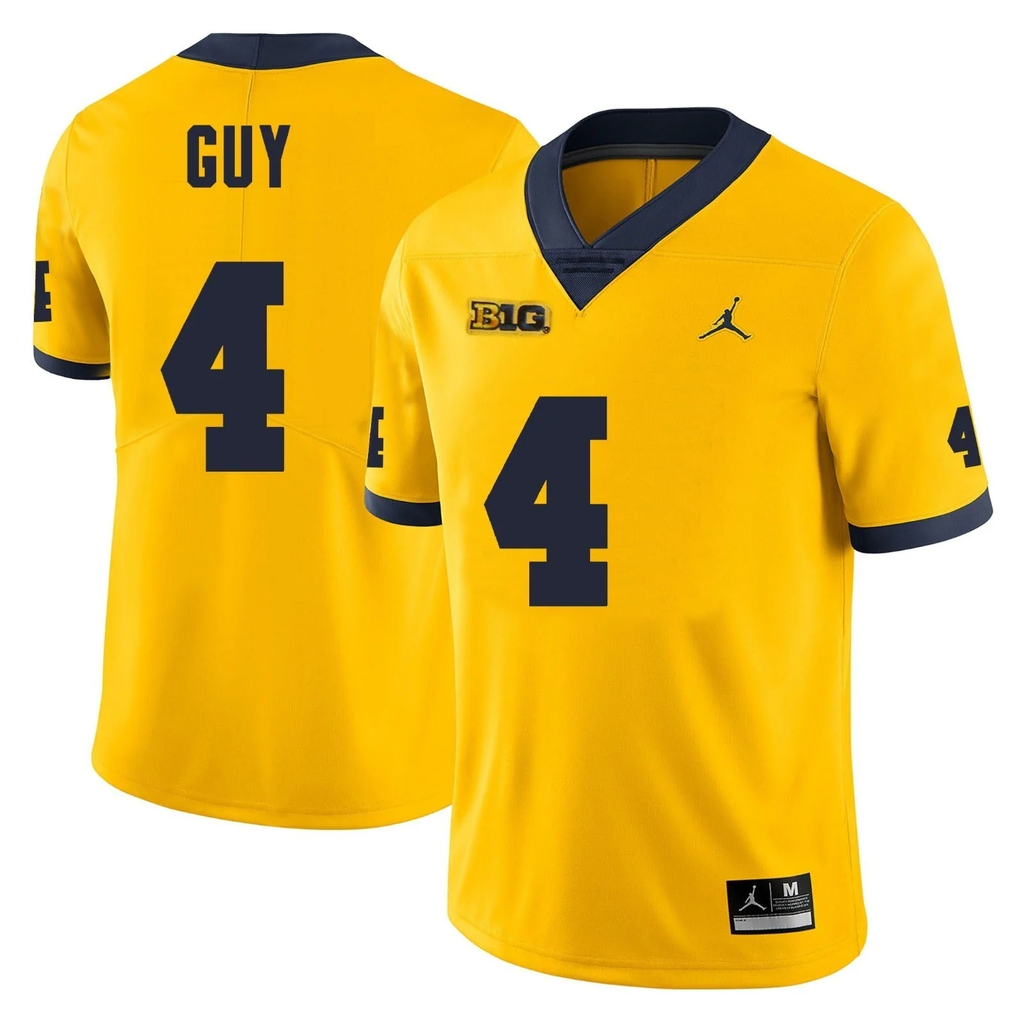 Men's #4 TJ Guy Michigan Wolverines College Football Jersey