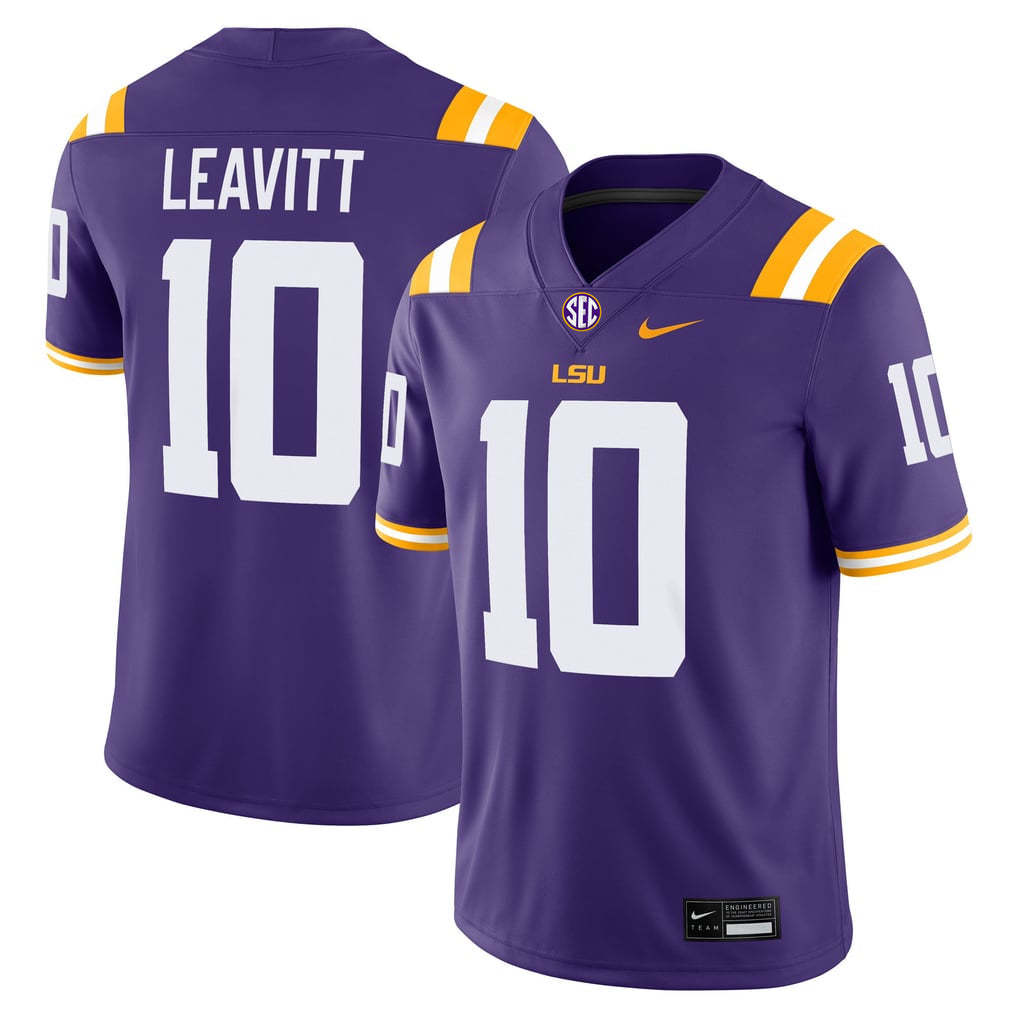 Men's #10 Sam Leavitt LSU Tigers College Football Jersey