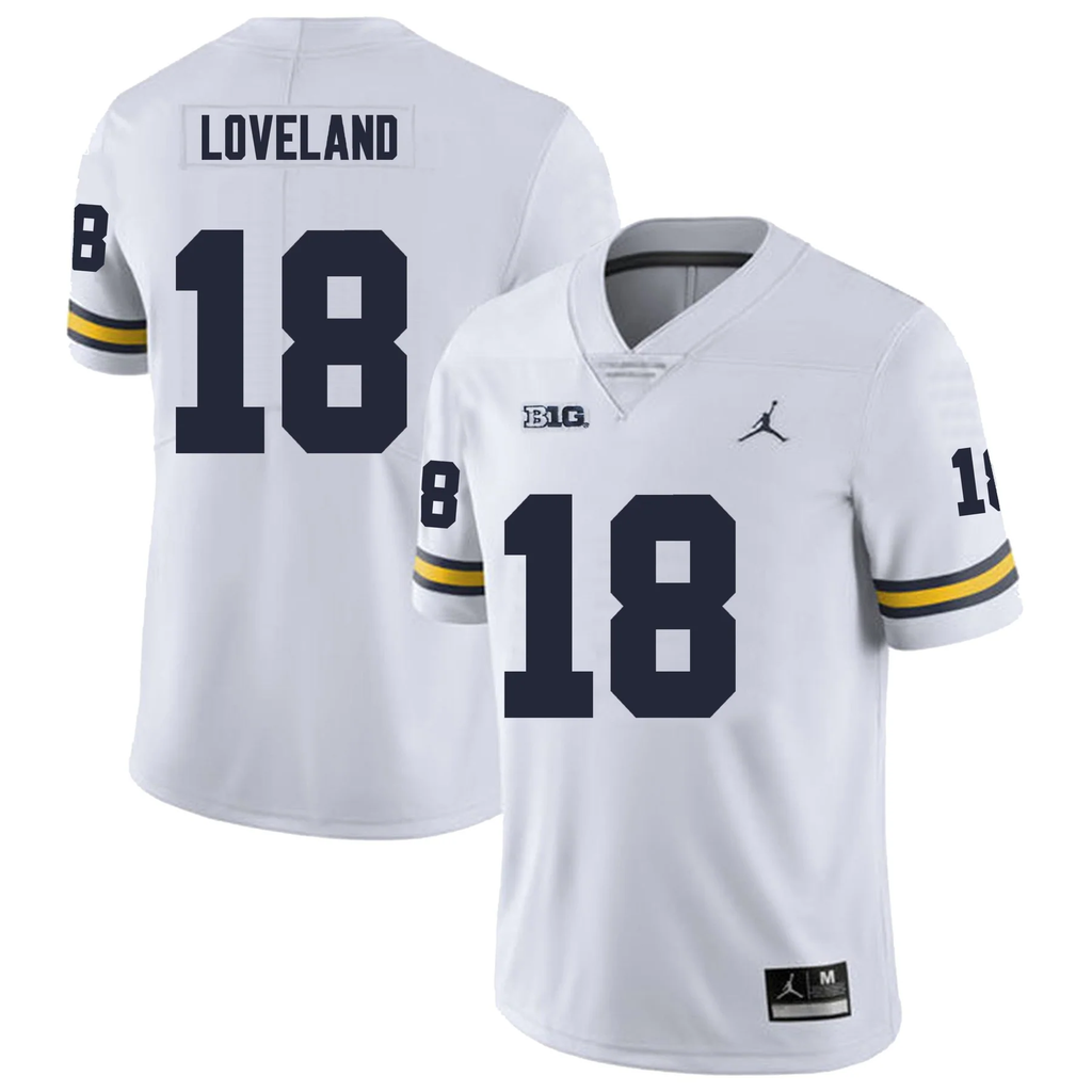 Men's #18 Colston Loveland Michigan Wolverines College Football Jersey