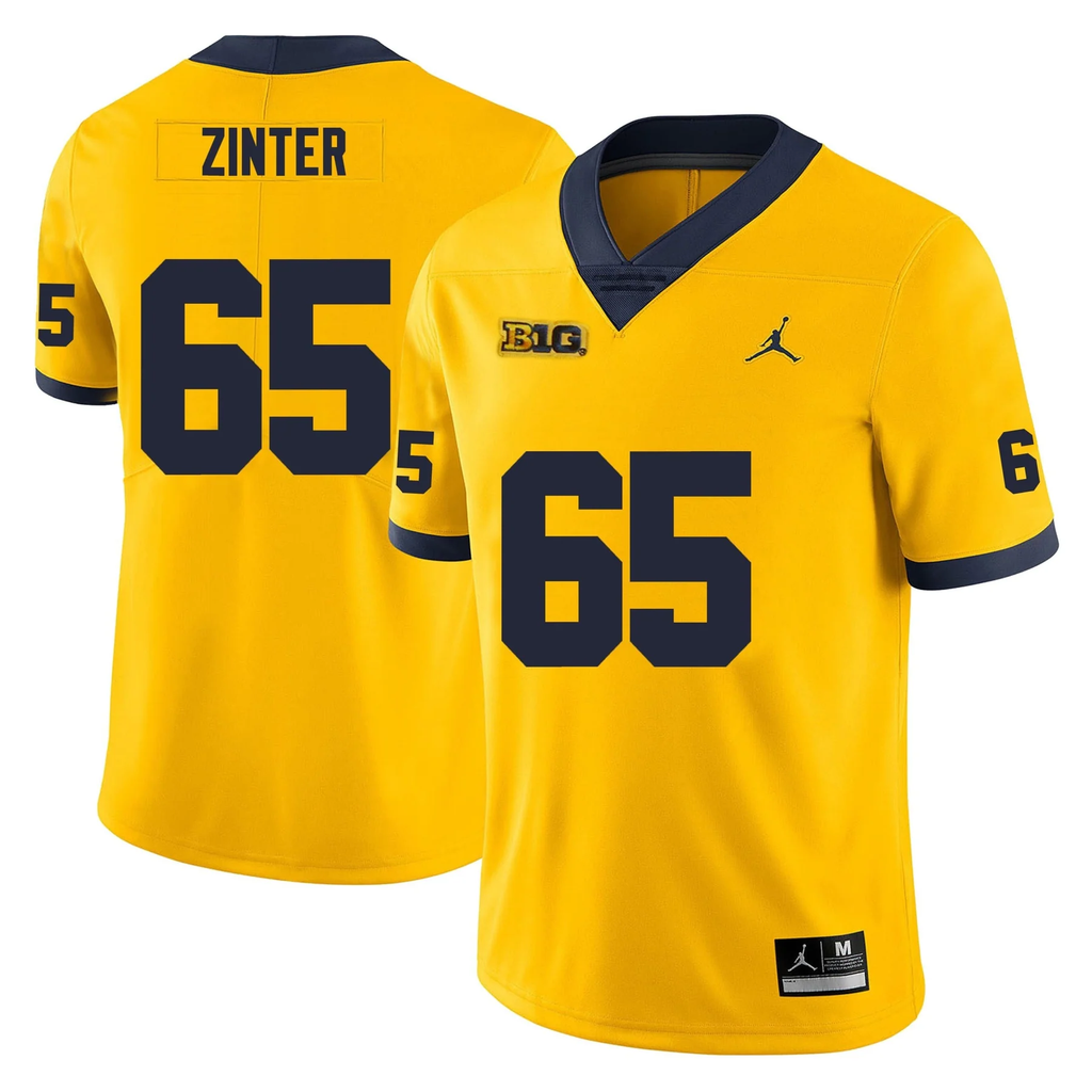Men's #65 Zak Zinter Michigan Wolverines College Football Jersey