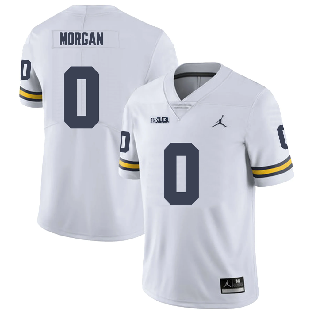 Men's #0 Semaj Morgan Michigan Wolverines College Football Jersey