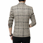 Men's Plaid Casual Slim Fit Tailored Blazer Jacket
