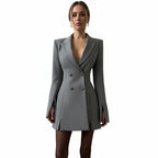Women's Double Breasted Waist Cinched Blazer Dress