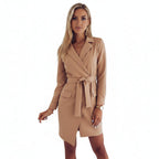 Women's Strap Slim Fit Longline Blazer Jacket