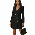 Women's V-Neck Double Breasted Blazer Dress