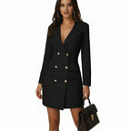 Women's V-Neck Double Breasted Blazer Dress