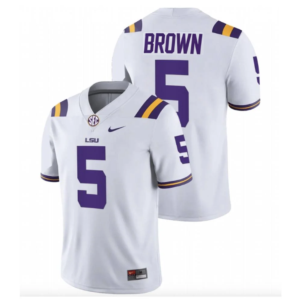 Men's #5 Lamar Brown LSU Tigers College Football Jersey