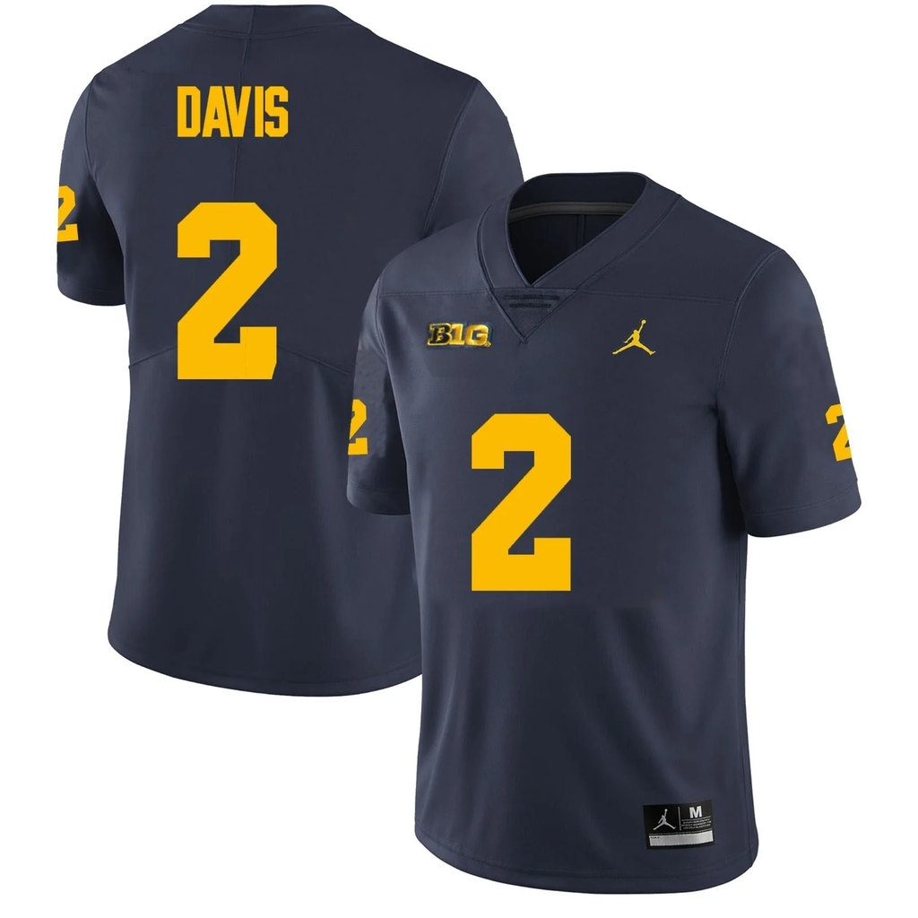 Men's #2 Jadyn Davis Michigan Wolverines College Football Jersey