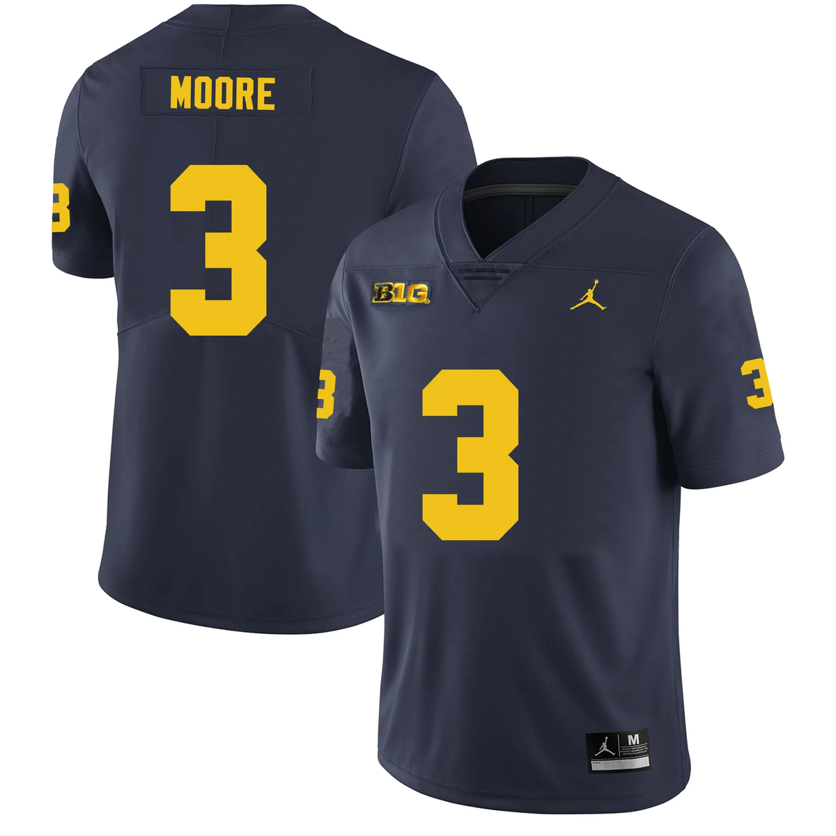 Men's #3 Sherrone Moore Michigan Wolverines College Football Jersey