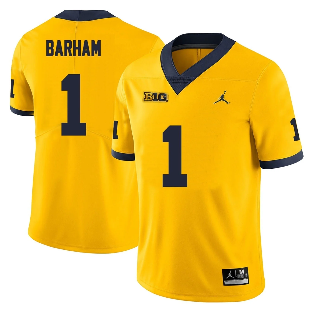 Men's #1 Jaishaw Barham Michigan Wolverines College Football Jersey