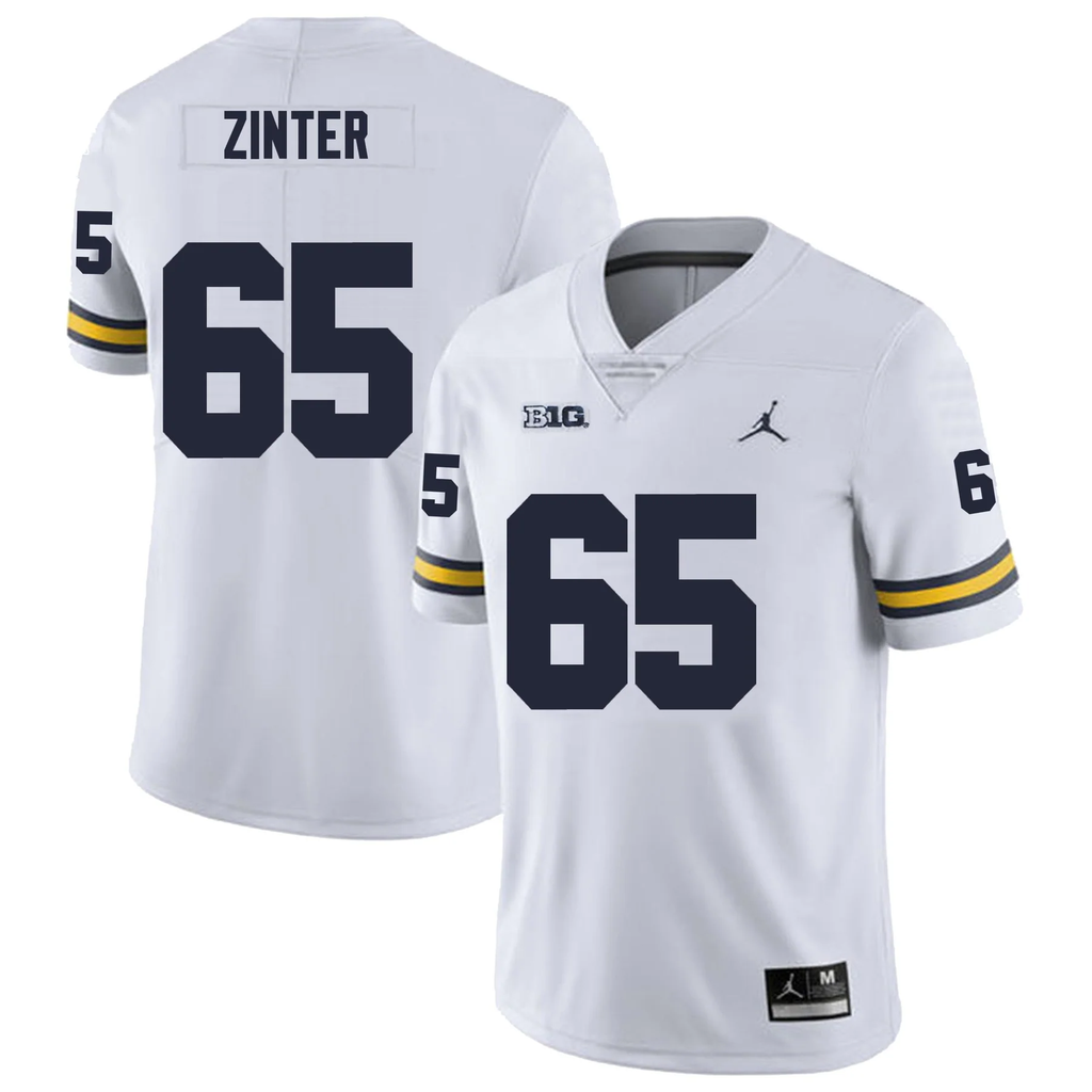 Men's #65 Zak Zinter Michigan Wolverines College Football Jersey