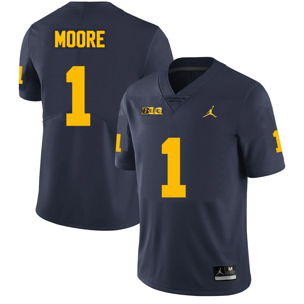 Men's #1 Rod Moore Michigan Wolverines College Football Jersey